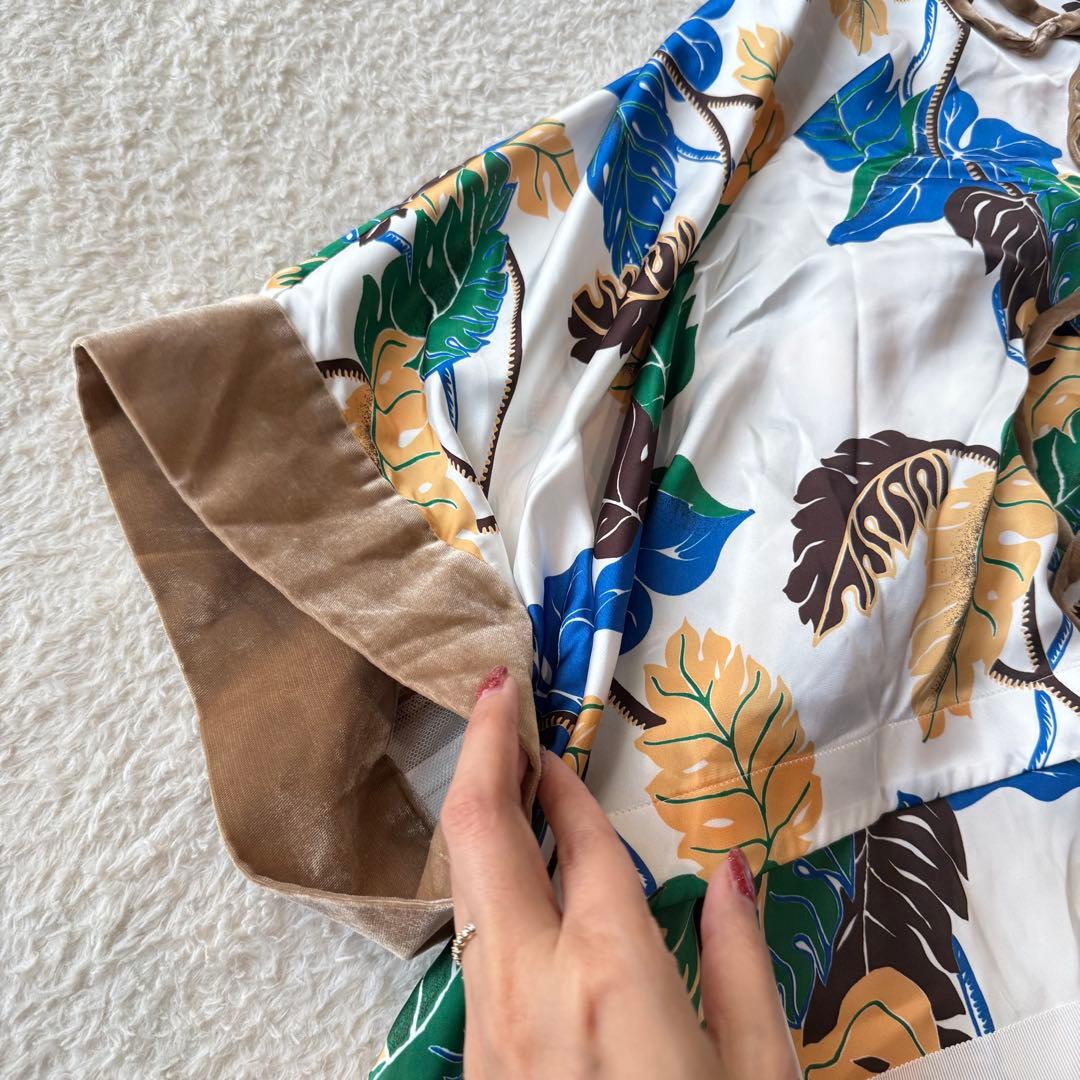 サカイ サンサーフ ブラウス リーフ 総柄 ベロア メッシュ とろみ アロハ希少