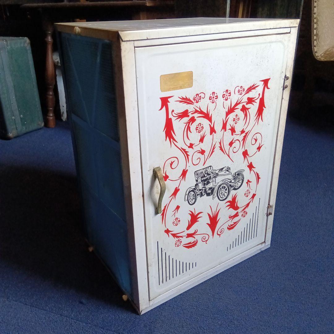 収納棚 蠅帳 昭和レトロ 車の柄 中古品