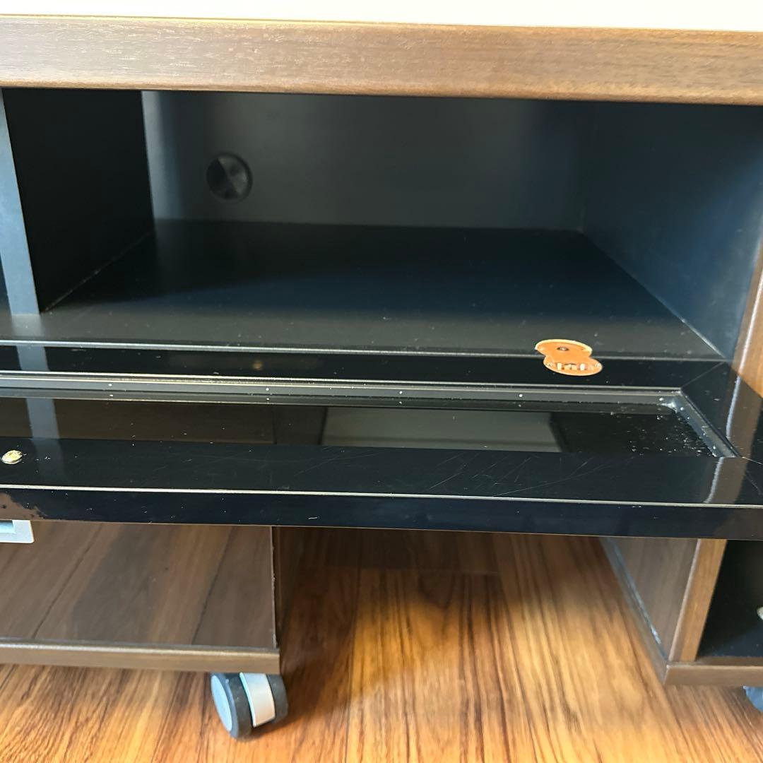 NOCE ダークブラウン テレビ台 キャスター付 二段の伸縮可能 引き出し2つ