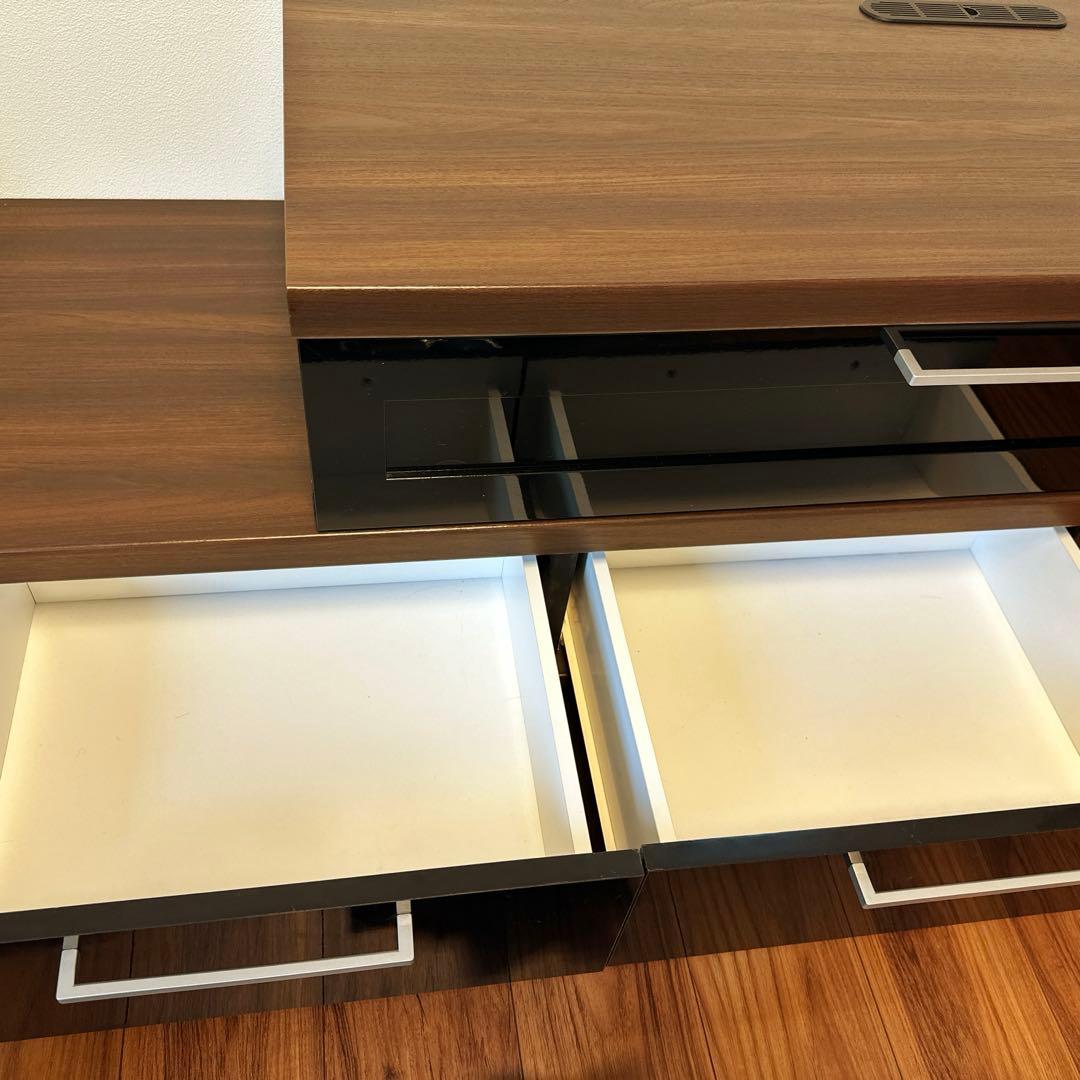 NOCE ダークブラウン テレビ台 キャスター付 二段の伸縮可能 引き出し2つ