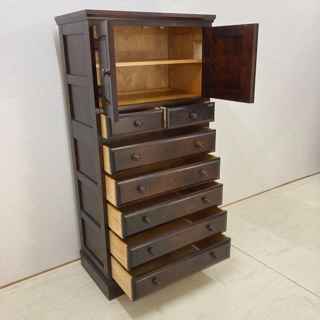 北海道民芸家具 7段チェスト 整理箪笥 ハイチェスト 収納家具　樺材