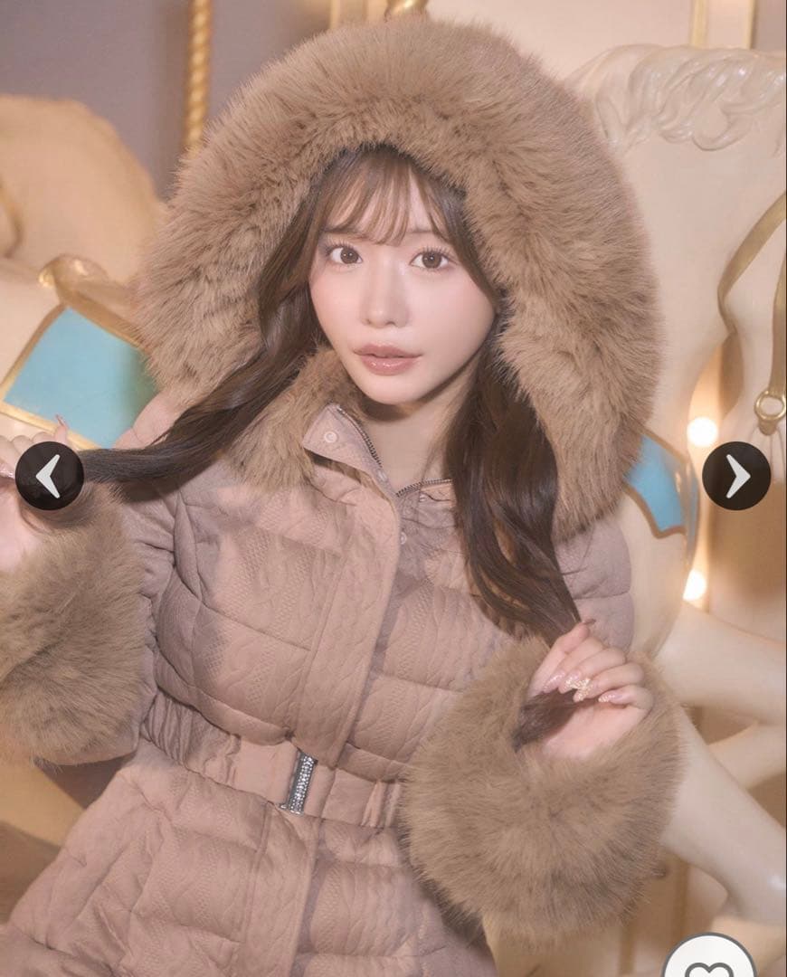 michellMacaron ミシェルマカロン ケーブル柄ベルトダウンコート