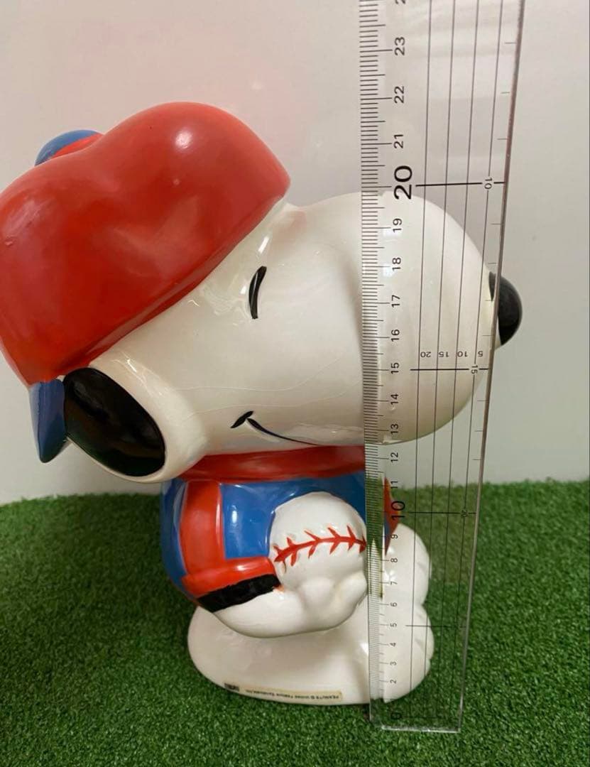 スヌーピー貯金箱陶器　大サイズ　置物　インテリア　野球フィギュア2点セット