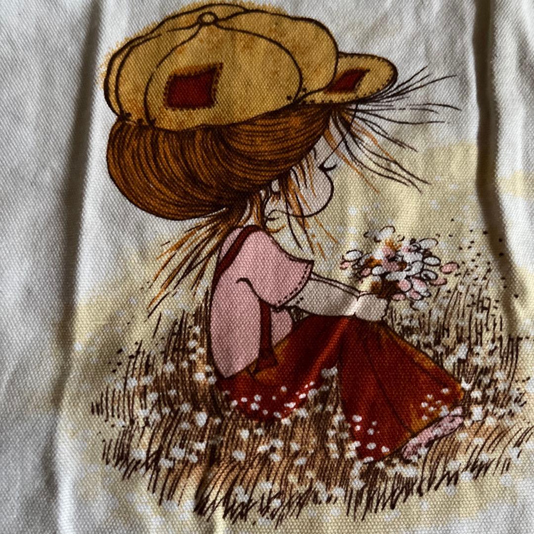 女の子イラスト　ヴィンテージ　　コットンエプロン