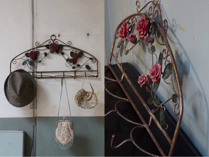 アメリカ アンティーク☆ローズウォールフックハンガー壁掛け 帽子掛けコートフック