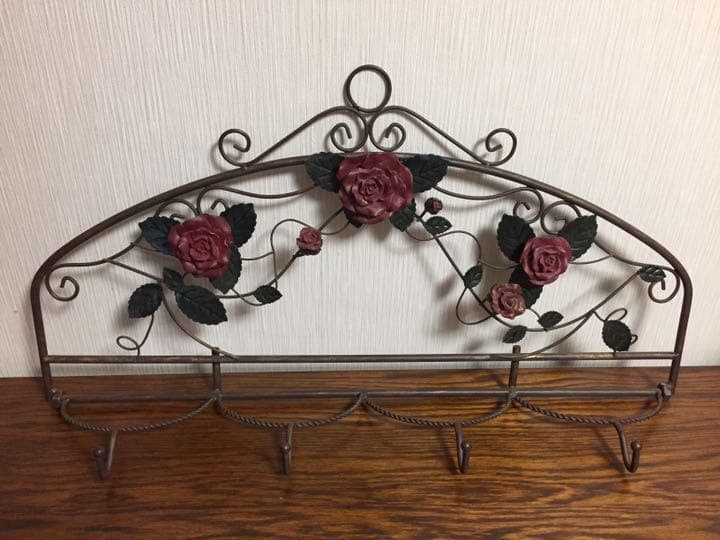 アメリカ アンティーク☆ローズウォールフックハンガー壁掛け 帽子掛けコートフック