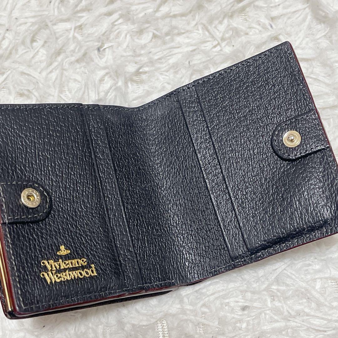 Vivienne Westwood 二つ折り財布 レザー がま口 黒 ブラック