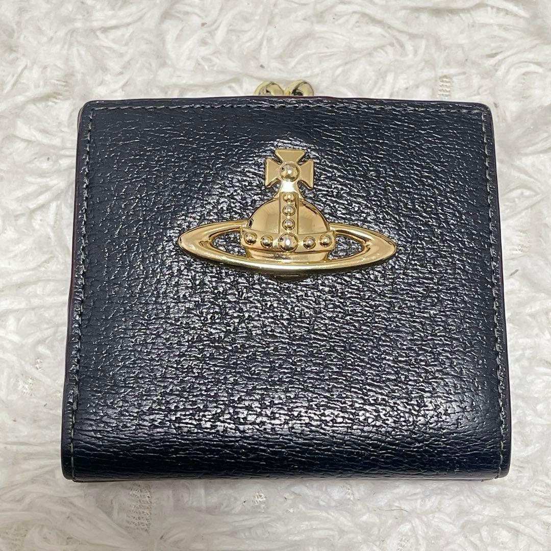 Vivienne Westwood 二つ折り財布 レザー がま口 黒 ブラック