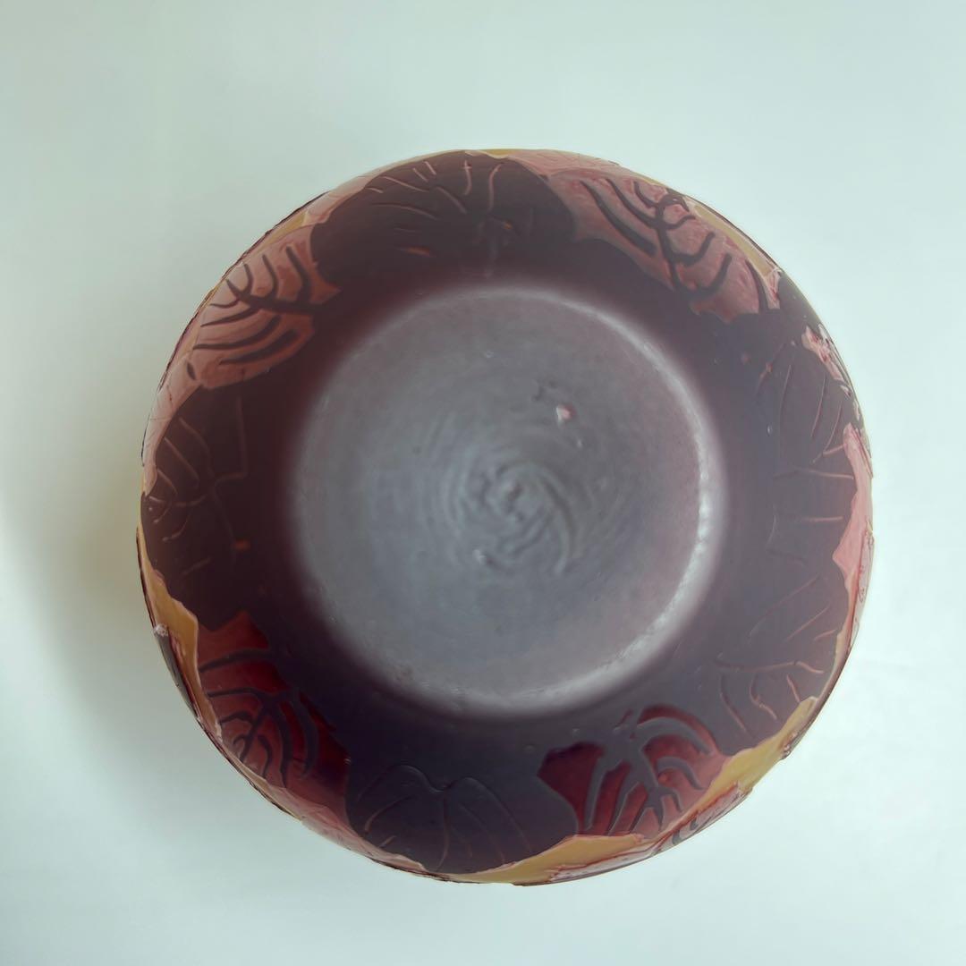 エミール・ガレ　酸化腐食彫花入　高さ13㎝ 東K8-0131☆1F タトサ