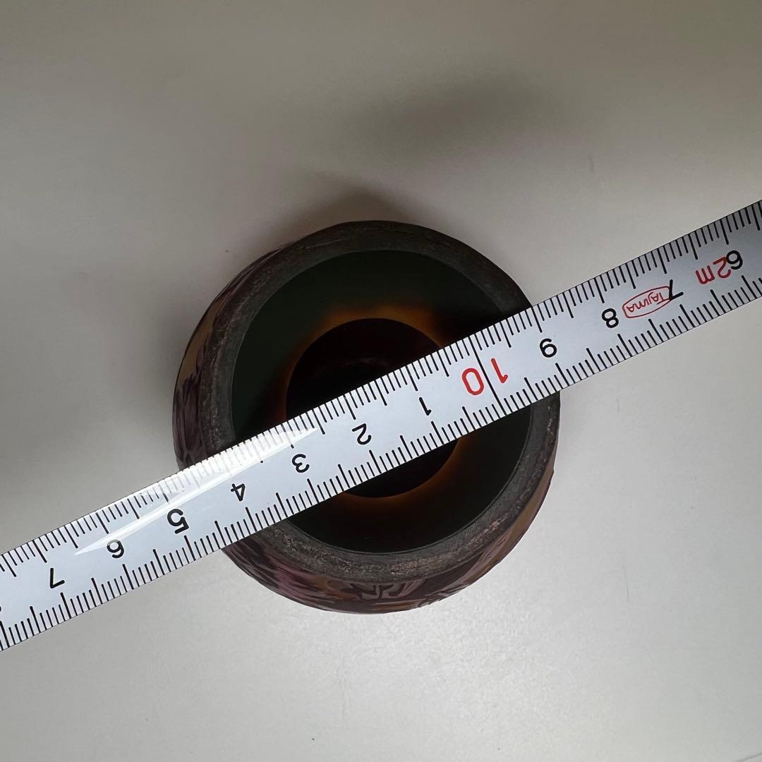 エミール・ガレ　酸化腐食彫花入　高さ13㎝ 東K8-0131☆1F タトサ