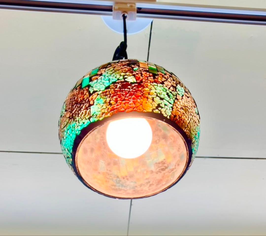 ライト　照明　美品　ステンドグラス　ペンダントライト　モザイク　オシャレ