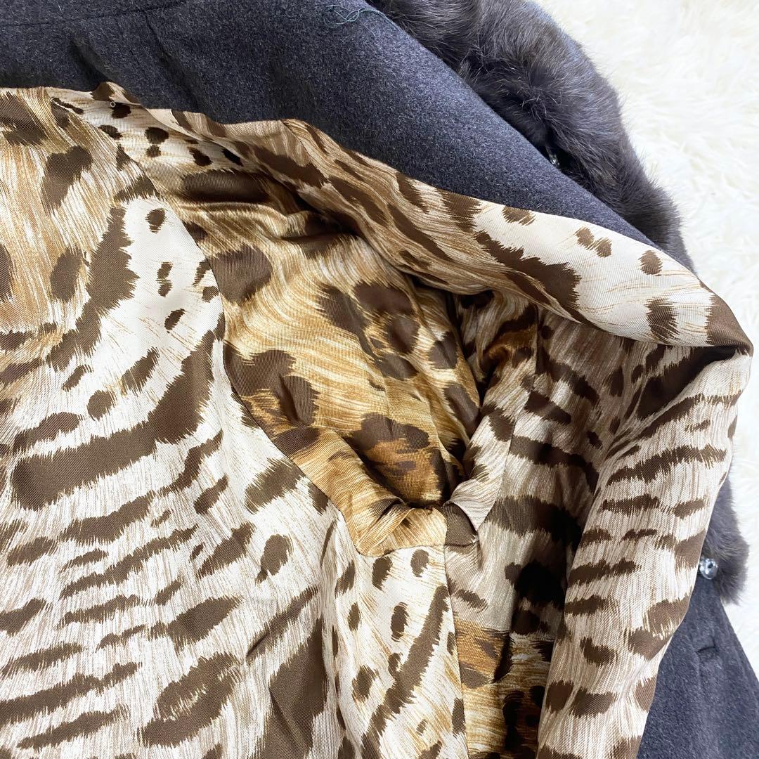 【極美品】デルバ ベルテッドコート マキシ リアルファー アンゴラ カシミア