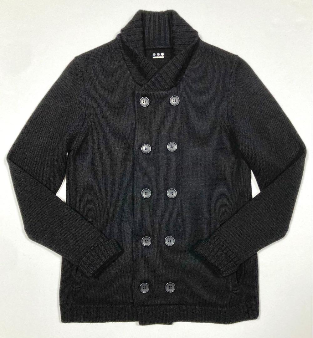 美品「three dots」ミドルゲージ ダブル ニットジャケット　L