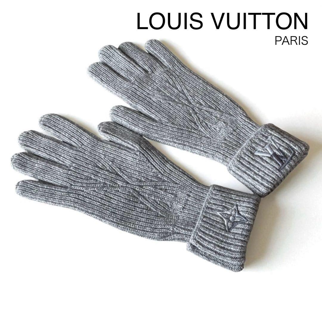 《未使用品》ルイヴィトン カシミヤ100% 手袋 グローブ ニット LVロゴ