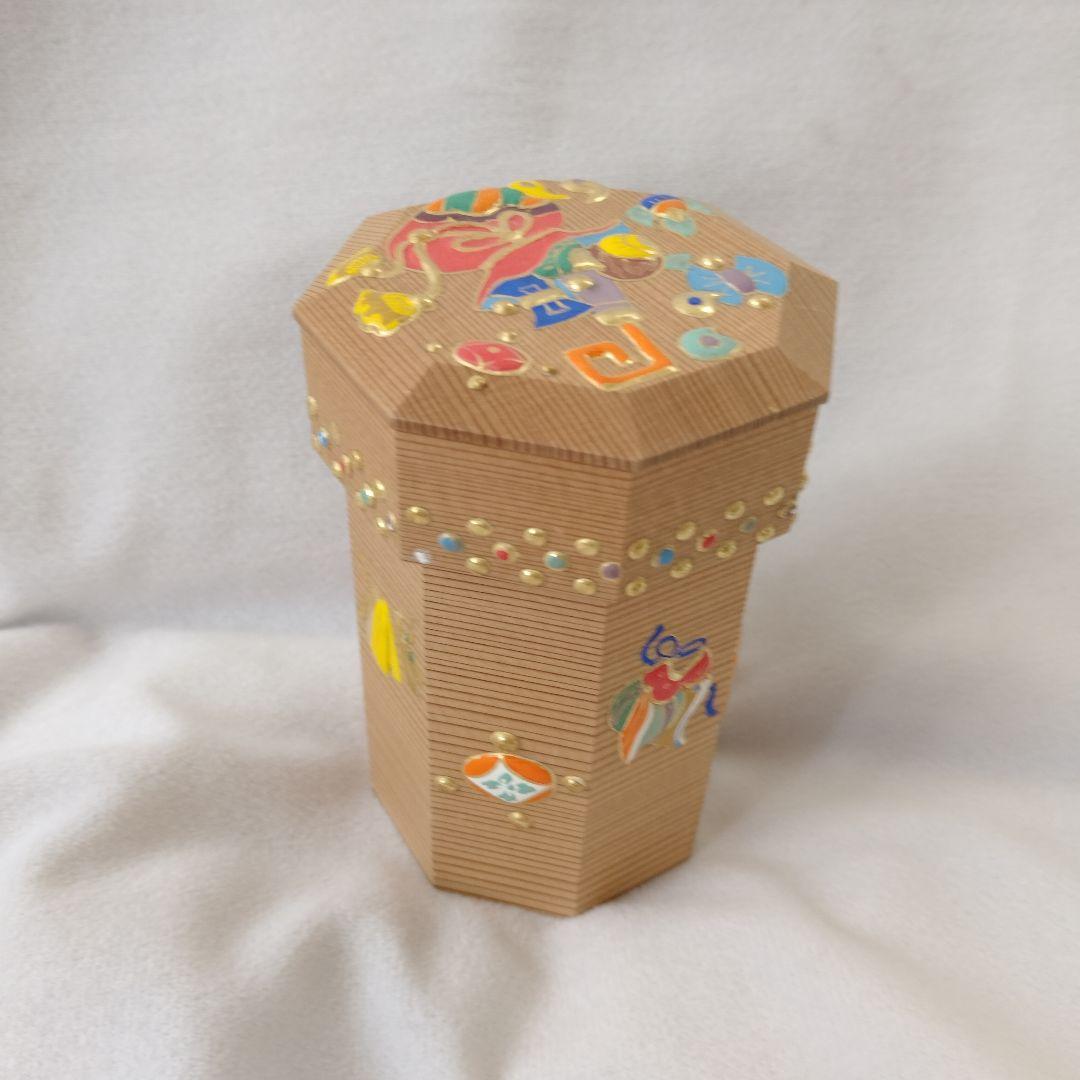 伊藤久重　高盛金彩　八角箱　宝尽くし