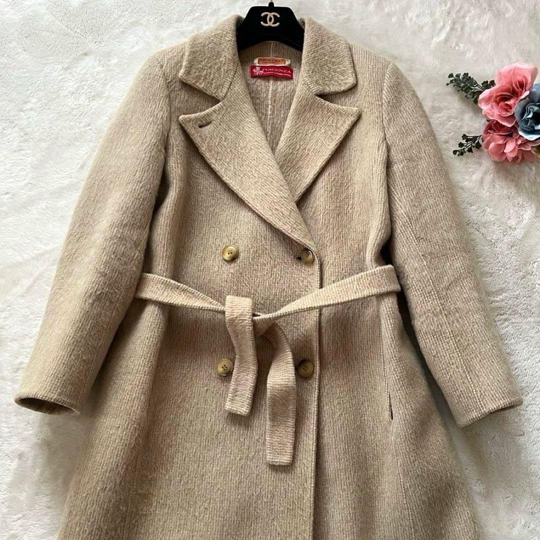 マックスマーラSPORTMAX アルパカ　キャメル　ウール女優襟ロングコート L