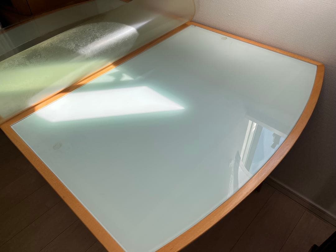 大塚家具　ダイニングテーブル　伸縮ガラストップ　木製ナチュラル