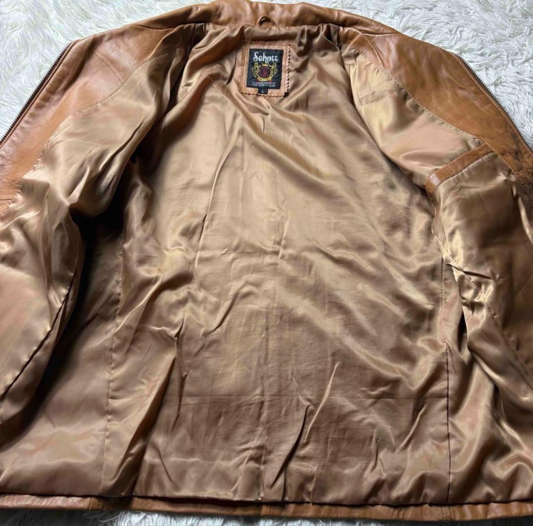 希少　Lサイズ　ショット　Schott ラムレザージャケットシングル ロゴ刺繍