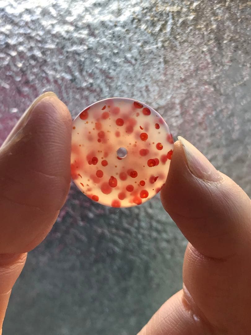 ゴビ石−1205 ゴビ瑪瑙『平安扣』 水玉模様　ペンダントトップ