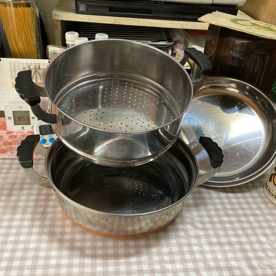 [Used] 二段の蒸器 ステンレス製　デラックス　ひまわり