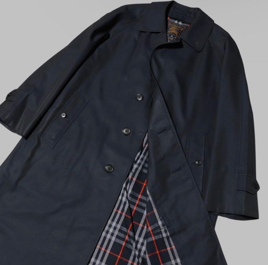 BURBERRY バーバリー　ステンカラーコート　ノバチェック　ネイビー　L