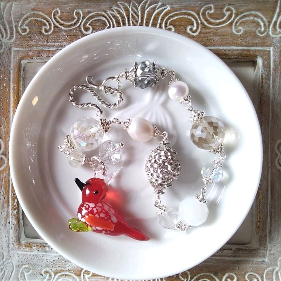 小鳥のサンキャッチャー　ガラスのモビール