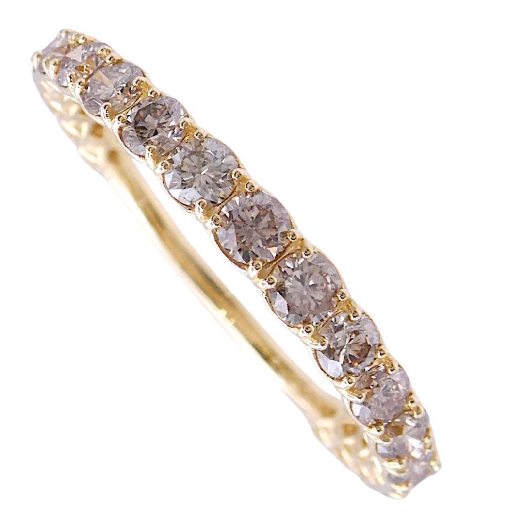 リング K18 ダイヤモンド1.00ct 17号 ハーフダイヤ以上