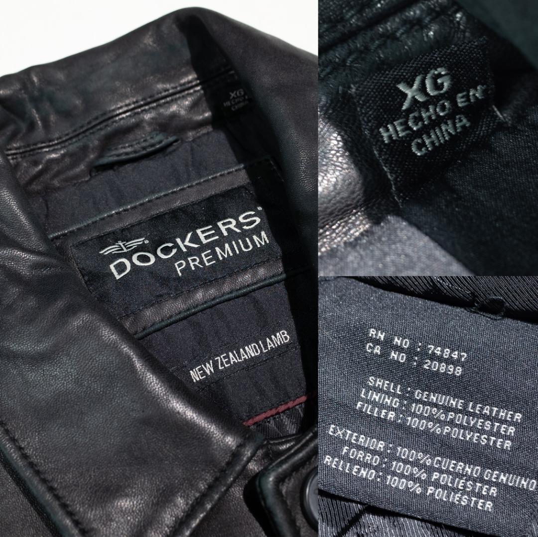 00s Dockers Premium ラムレザー カーコート XL 黒
