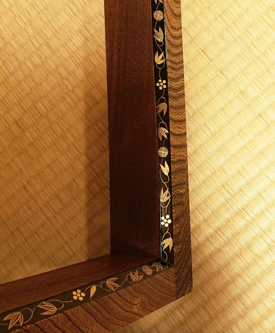 茶道具 炉縁 摺漆(すりうるし) 蒔絵