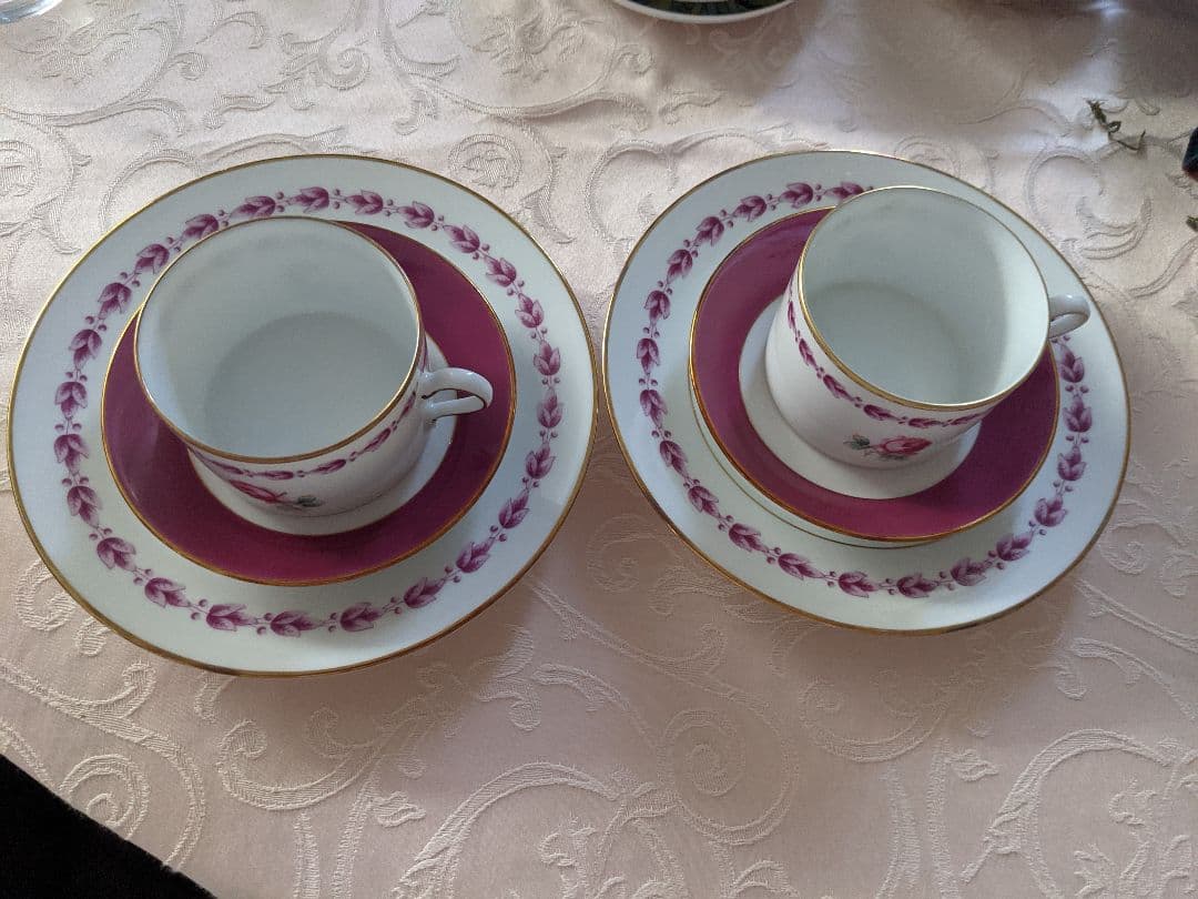 リチャード　ジノリ　インベロ　カメリア未使用二人用カップとケーキ皿