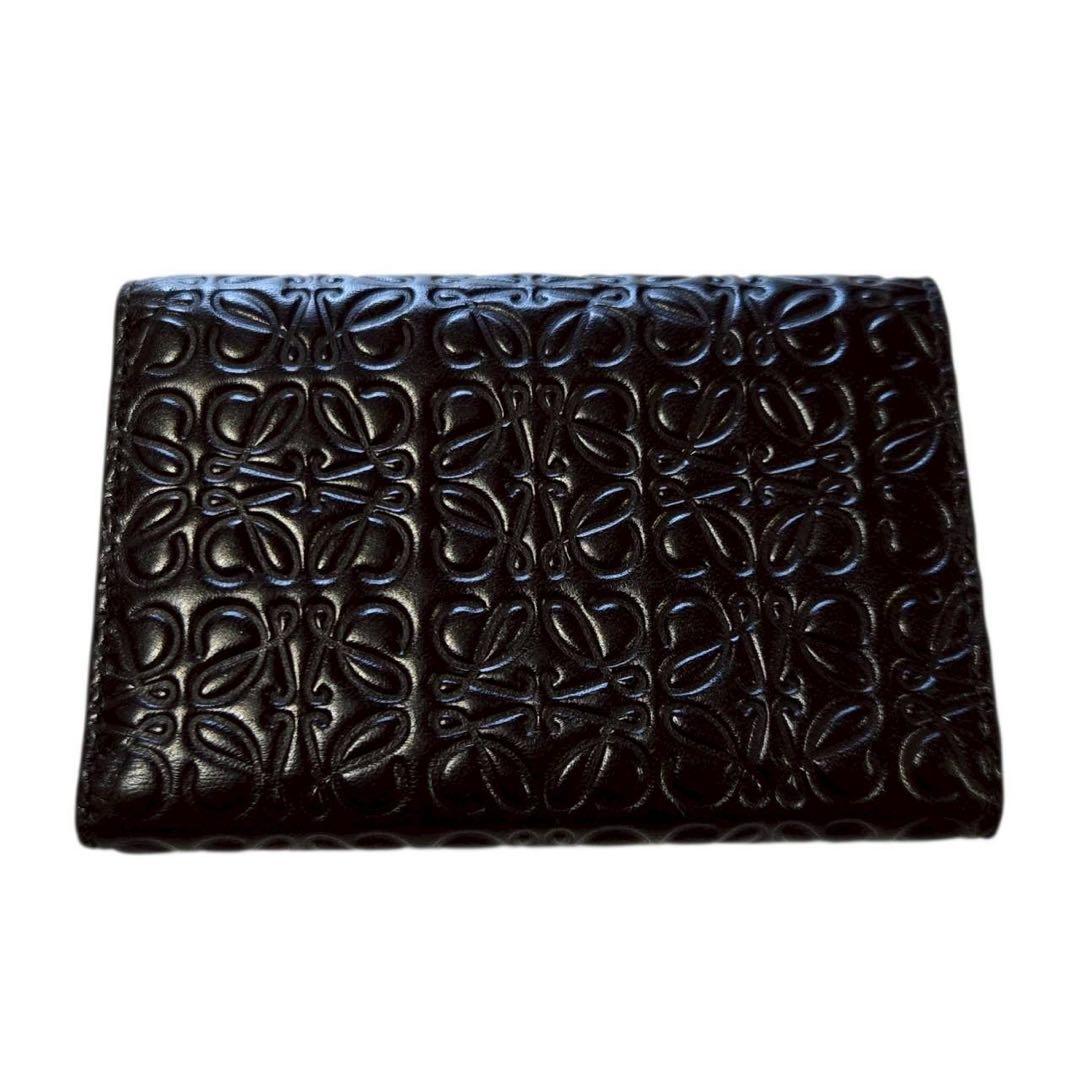 LOEWE ロエベ アナグラム 三つ折り財布 レザー ブラック スペイン製