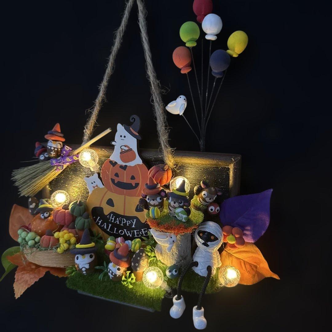 どんぐりアート♡Halloweenオブジェ＆タペストリーHalloweenリース