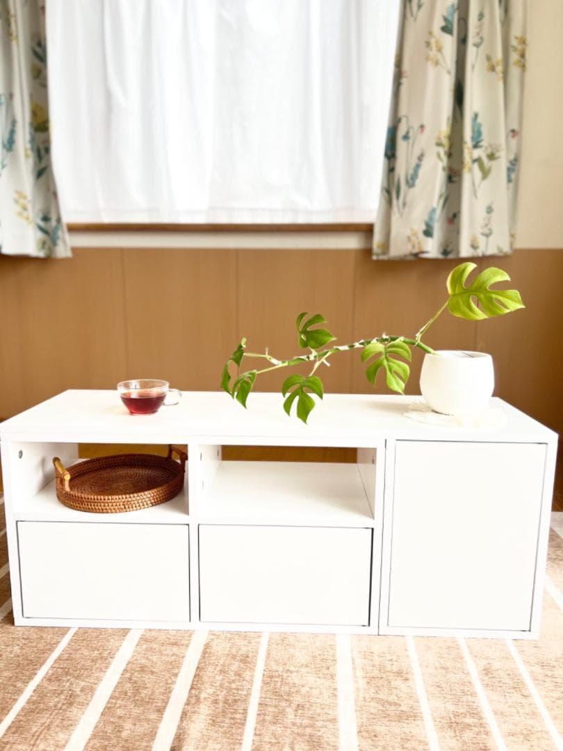 震度7試験 テレビ台 伸縮 おしゃれ コーナー ローボード 伸縮(白いろ）