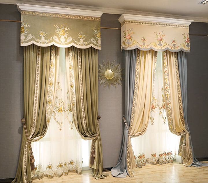 高級　素敵　刺繍　別荘用　カーテン　遮光カーテン　レーズカーテン