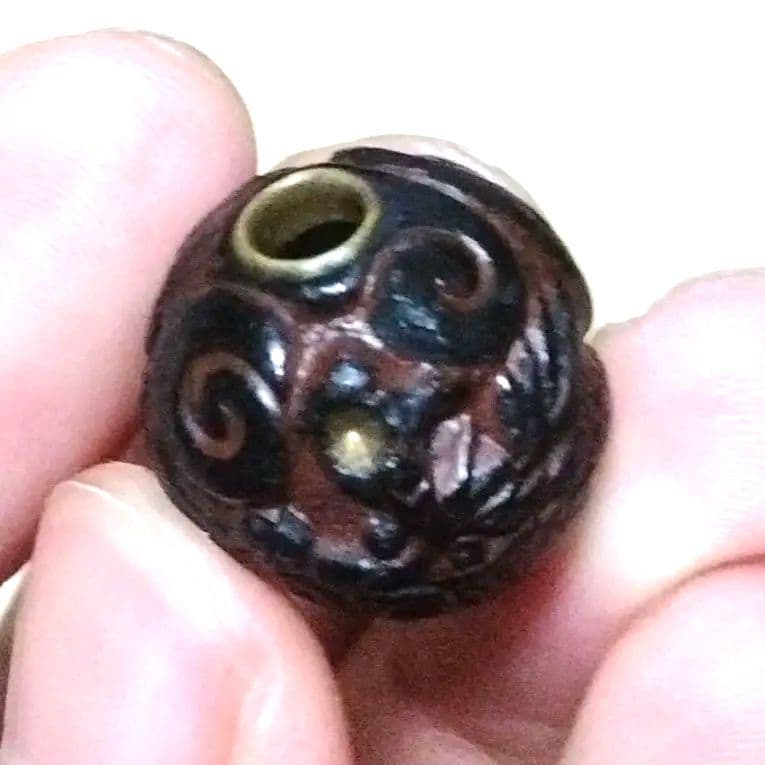 Ｔ*様 明治期　龍　彫漆 堆黒 緒締め玉 根付 提物　時代物