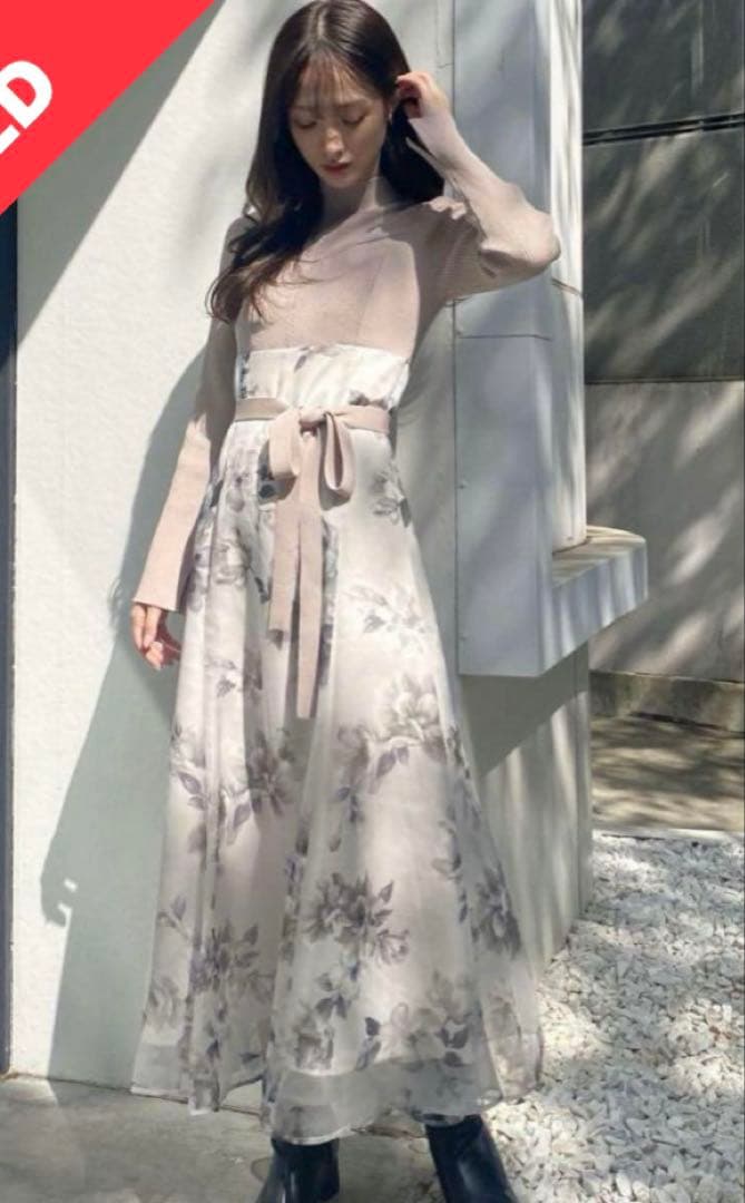 mercuryduo フラワードッキングロングスリーワンピース S