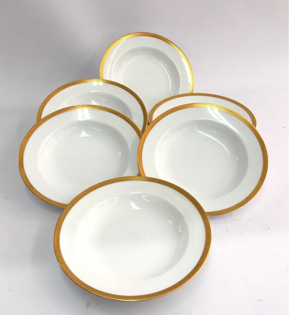 大倉陶園 片葉 スープ パスタ プレート 皿 22.5㎝ 6枚セット