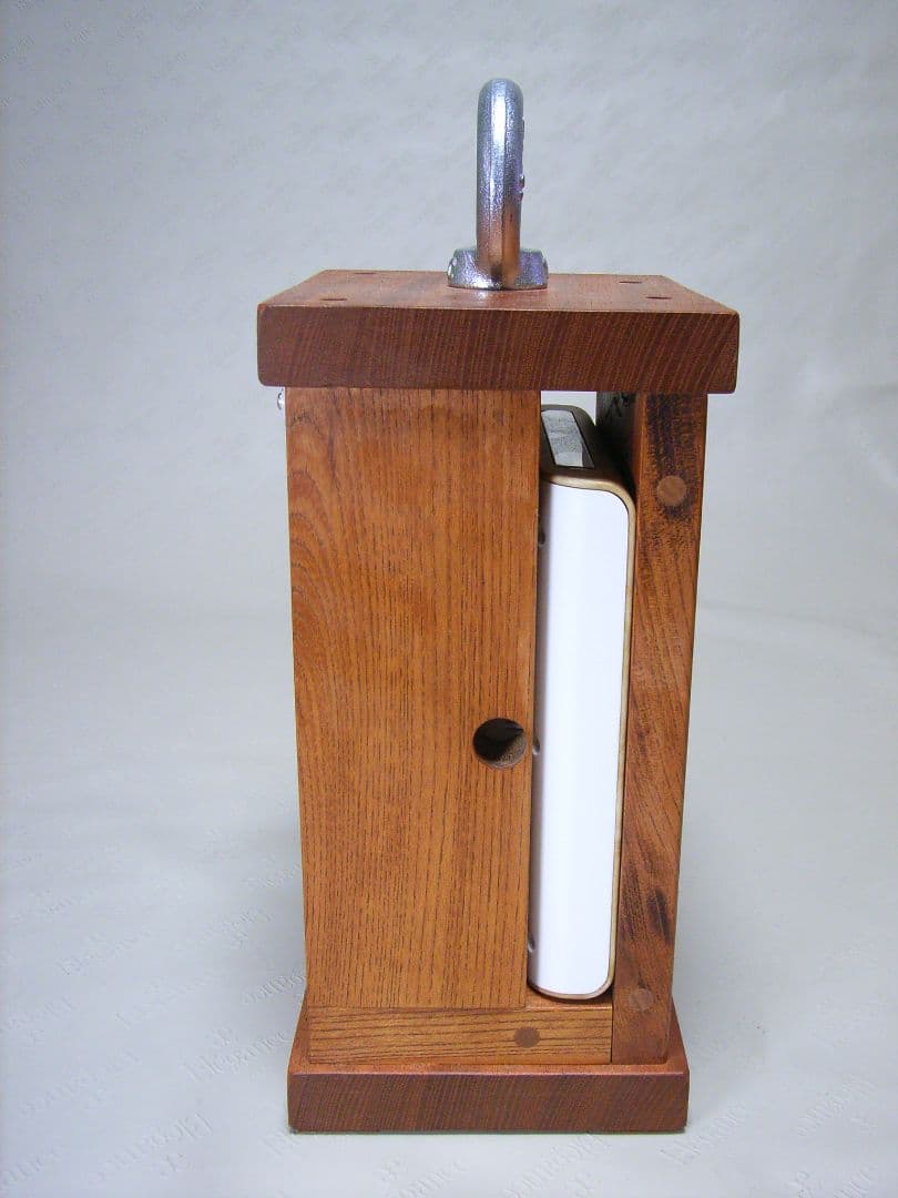 V012総欅板材M16アイボルト付電波目覚まし時計（カシオTQT−351NJ使用