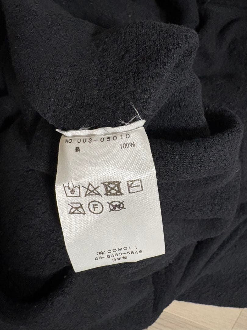 COMOLI シルクフリース長袖クルー ネイビー 21AW