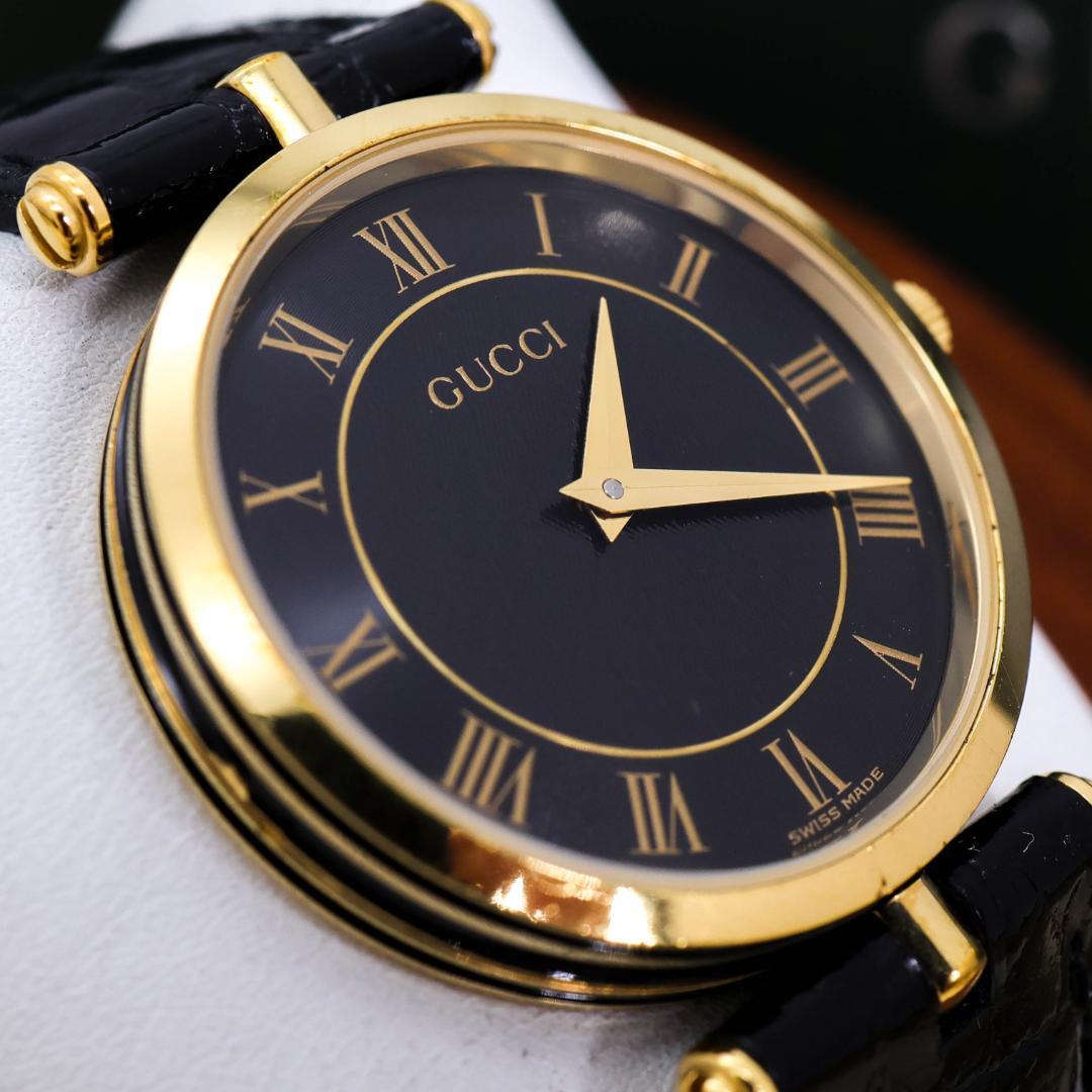 稼働 GUCCI 腕時計 サイドライン グラック ゴールド 外箱 2551