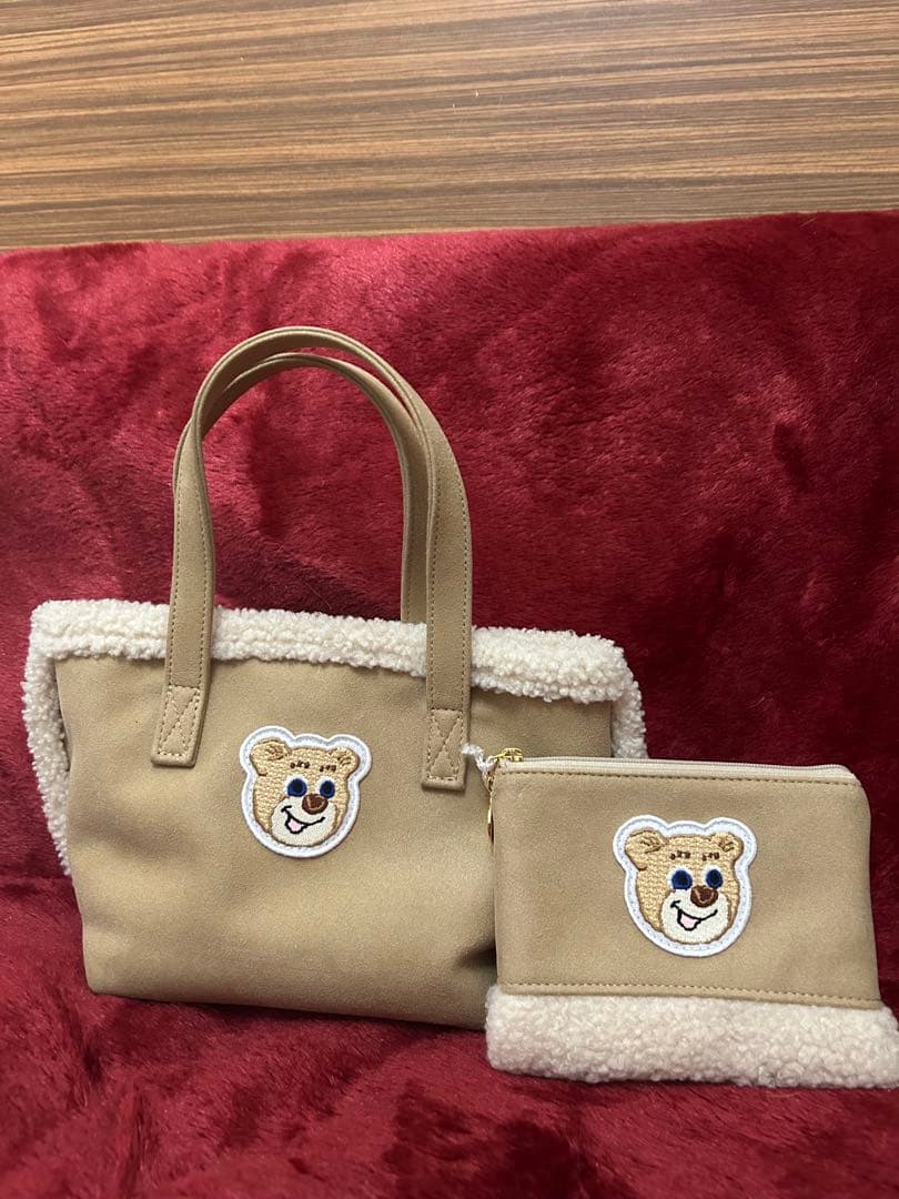 ラブラリーバイフェイラー オールドテディ　ワッペンボアトートバッグ　ポーチ