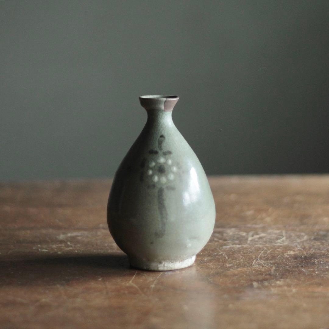 高麗青磁 白黒象嵌 徳利 酒器 古美術 古道具 アンティーク 朝鮮美術 高麗美術