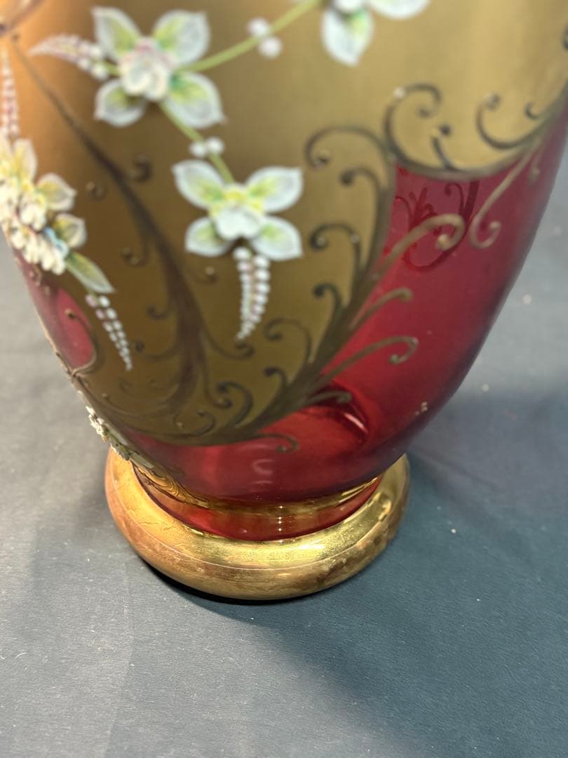 ベネチアングラスgold BOHEMIA花瓶 金彩 ボヘミアングラス ケース付き