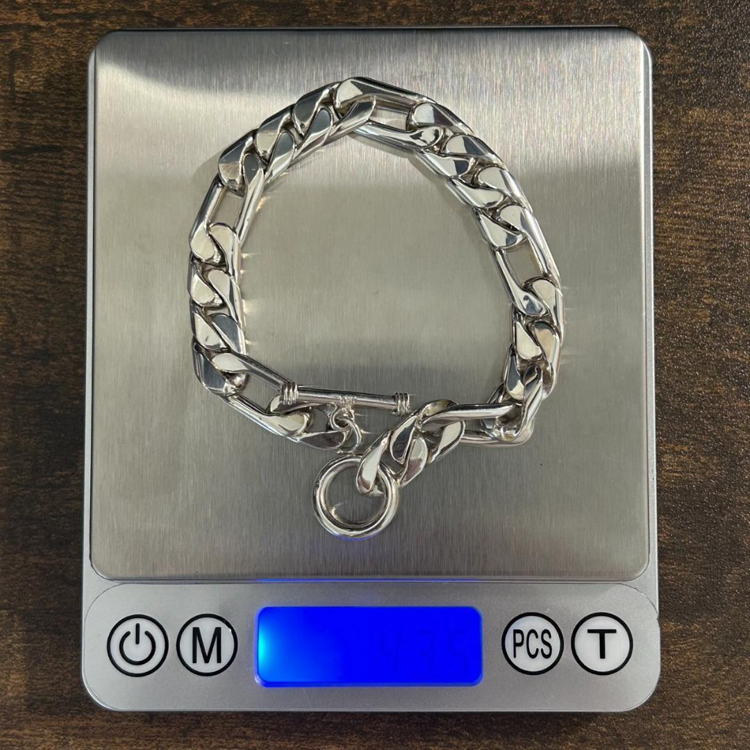 メキシコ Taxco製 シルバー925 フラットカーブチェーンブレスレット