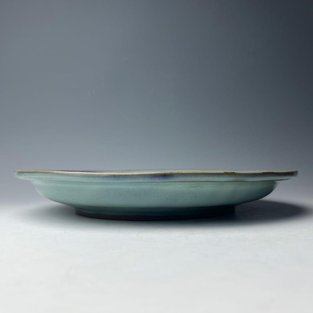 優美 鈞窯 天藍釉紫斑大盤 北宋至金 桐箱付 中国美術 古玩