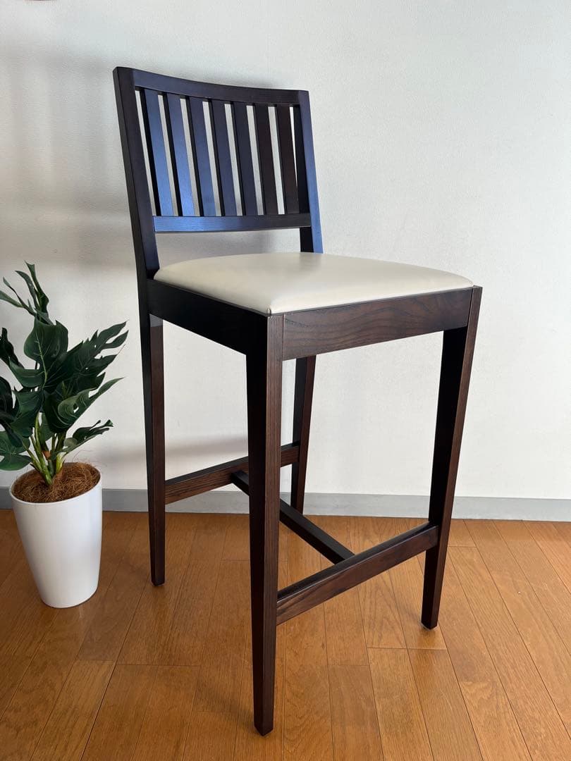 ロックストーン　ハイチェア　③ 岩倉榮利　カウンターチェア　本革　モダン 美品