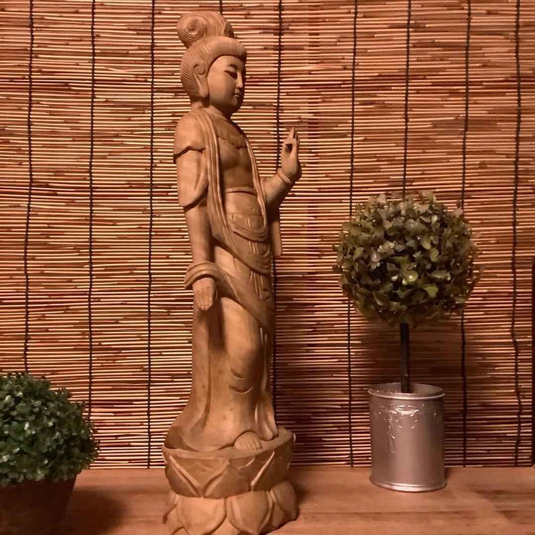 大正期「聖観世音菩薩立像」仏教三大信仰・観音経・般若心経・寺院祀り・檜木