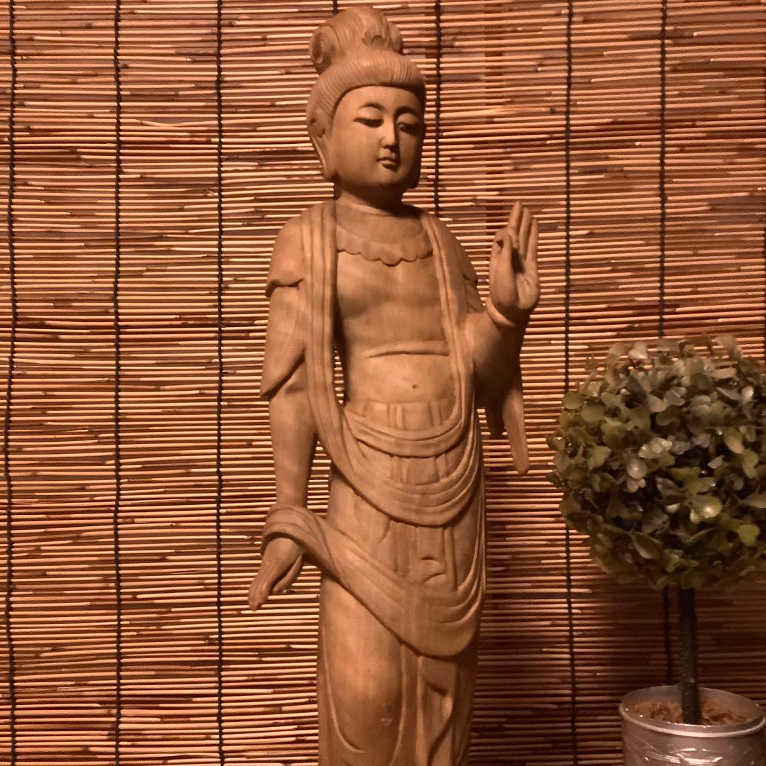 大正期「聖観世音菩薩立像」仏教三大信仰・観音経・般若心経・寺院祀り・檜木