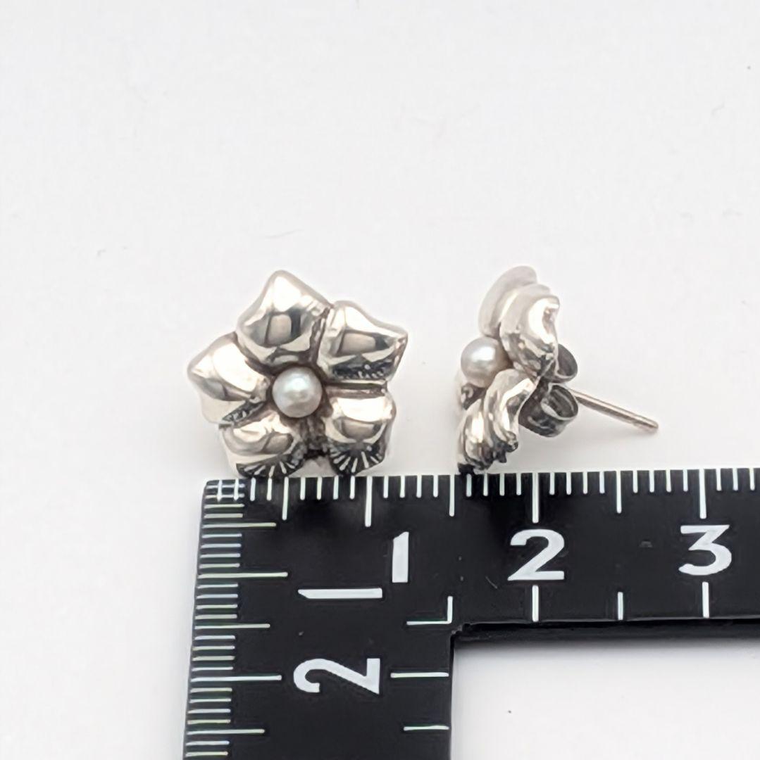 希少 ティファニー TIFFANY シルバー フラワー パール ピアス