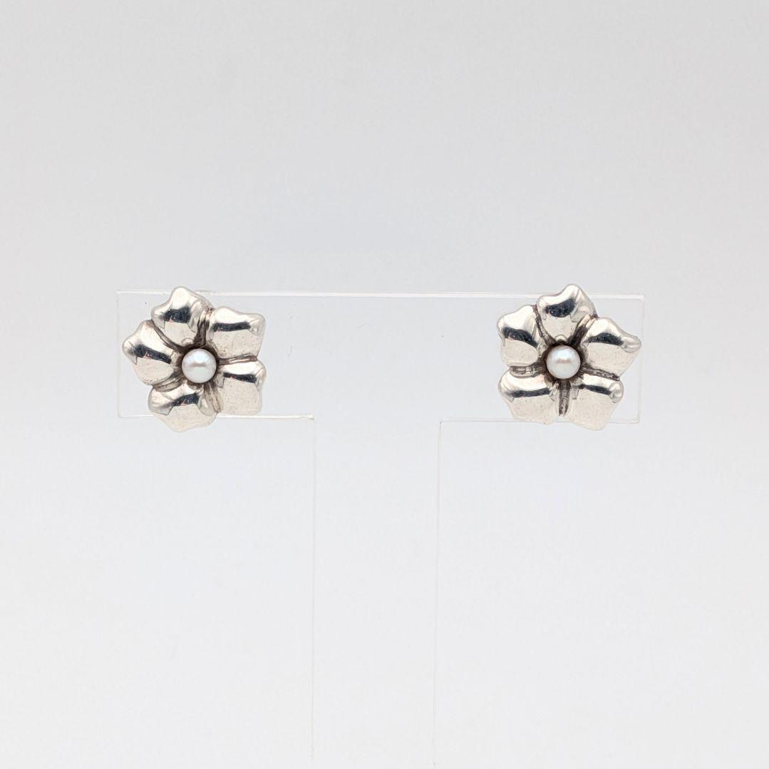 希少 ティファニー TIFFANY シルバー フラワー パール ピアス